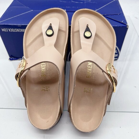 Birkenstock Gizeh Big Buckle Natural Leather Patent High Shine Light Rose EU 36 - Picture 9 of 12